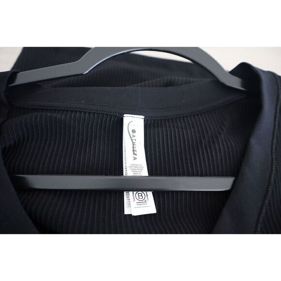 Athleta 981530-00 Women's Sz M Black Renew V-Neck Long Sleeve Ribbed Top - Picture 3 of 4